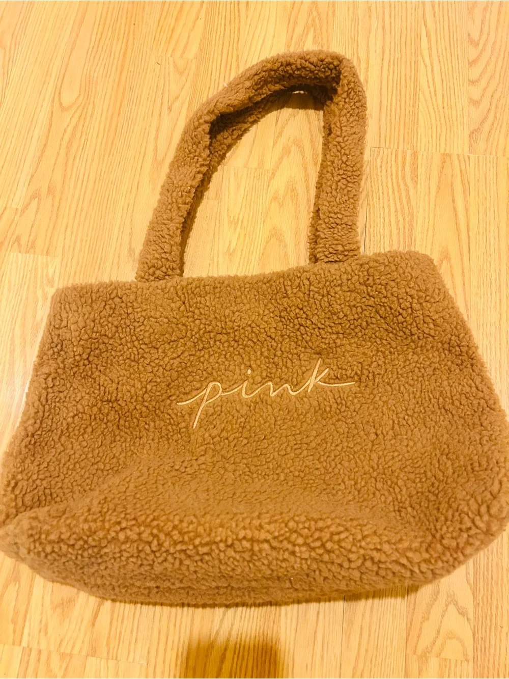 PINK Victoria's Secret Sherpa Tote in Caramel